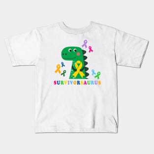 Childhood Cancer Survivor Dinosaur | Survivorsaurus Kids T-Shirt